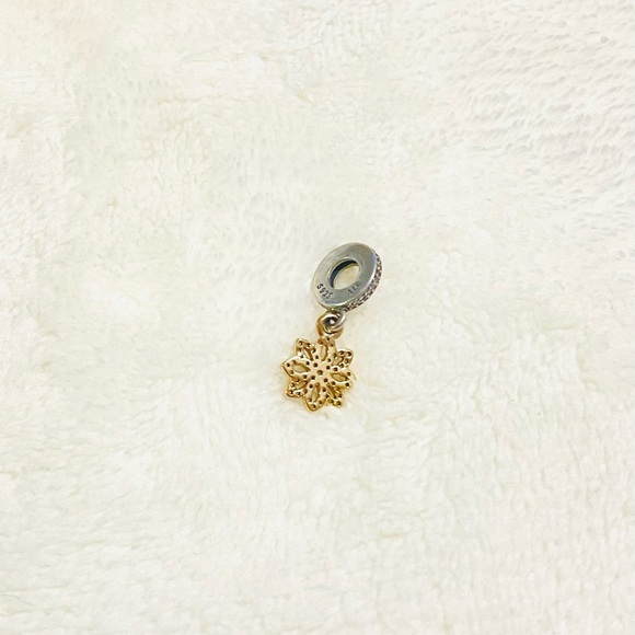 NEW Pandora Lace Botanique Dangle Charm 791757CZ Silver and 14K - Picture 2 of 2